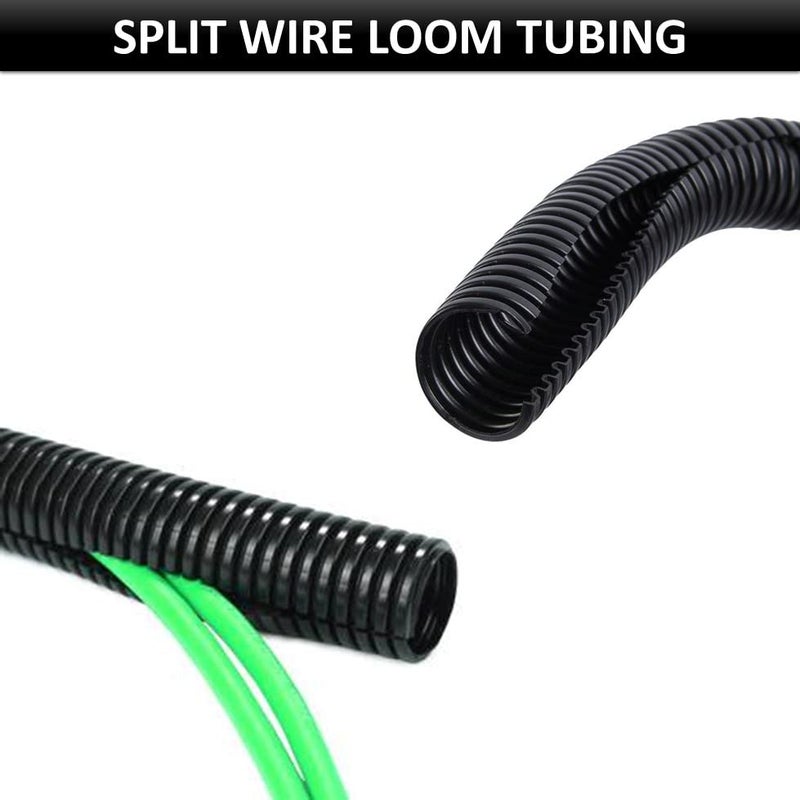 Kable Kontrol Split Wire Loom Tubing 1/2â€ Inch 10 Ft Long - Black Wire Conduit Cover for Cords - Corrugated Tubing and Protector for Automotive Wires â€“ Durable Polyethylene - Image 1